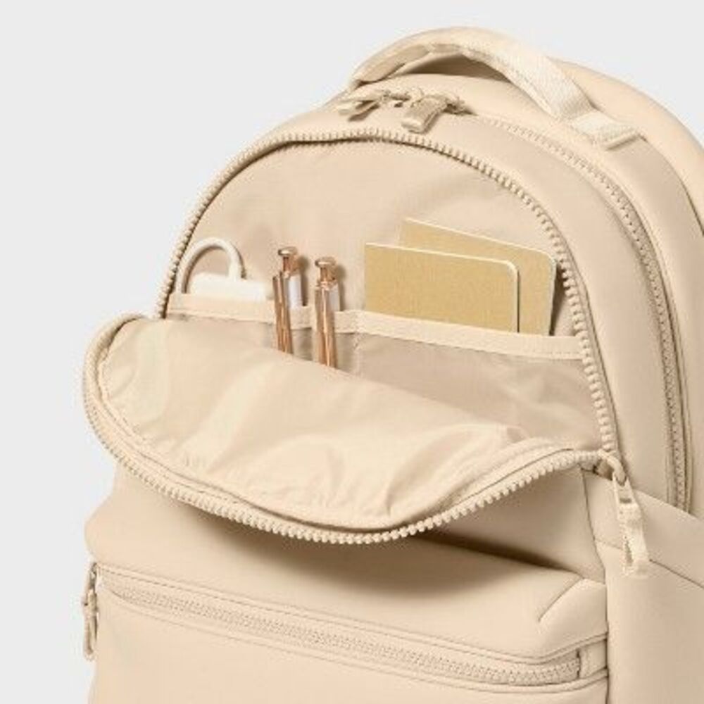 All In Motion - Faux Neoprene 17" Backpack Tan - All In Motion️ Beige - Picture 4 of 4